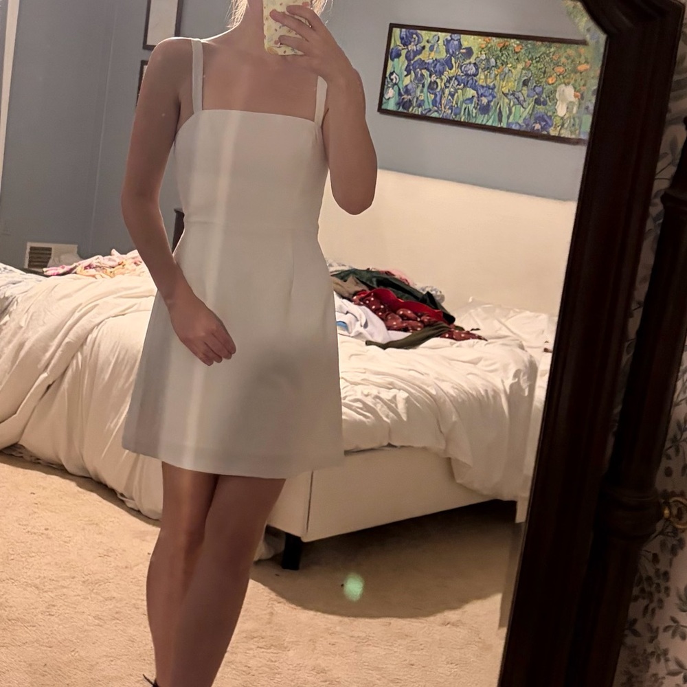 French Connection White Mini Dress with Square Neck - Picture 3 of 6